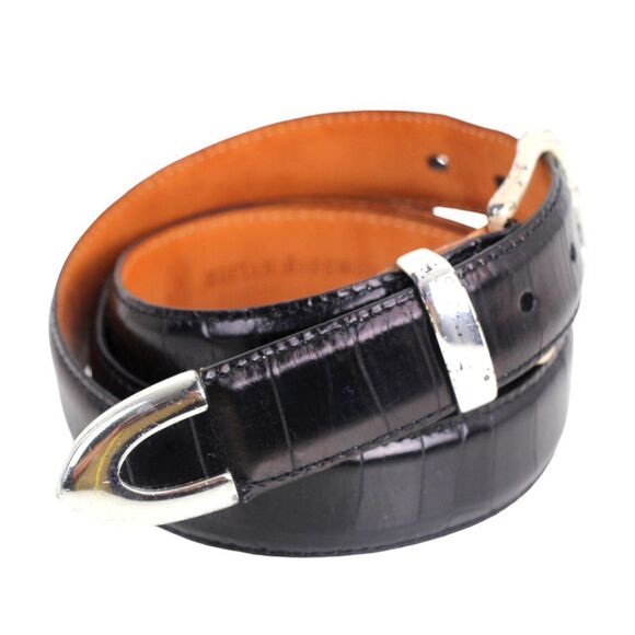 Martin Dingman BLACK ALLIGATOR CALFSKIN 1 1/8"Wd CASUAL DRESS BELT Sz 38/95 (G87 - Picture 5 of 14